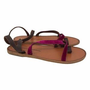 Free People Flat Slingback Sandals Pink Brown 7